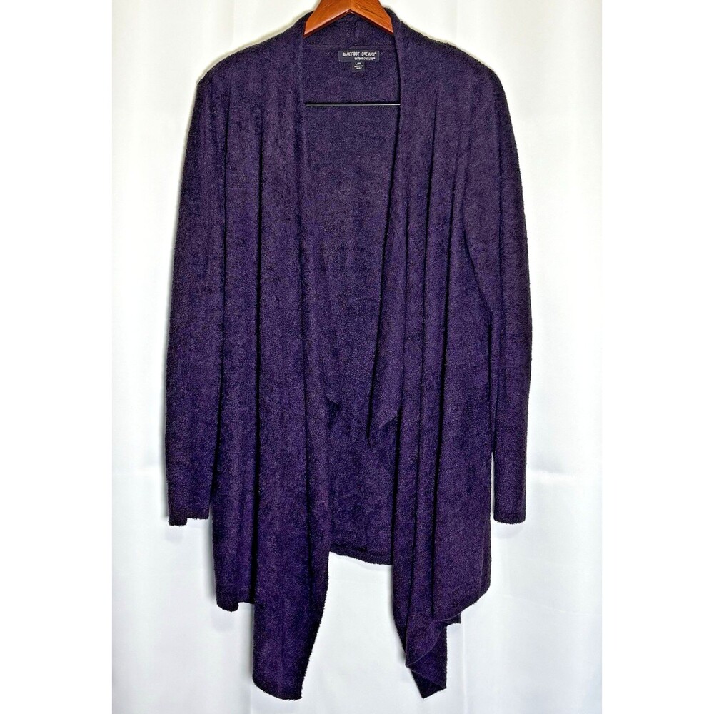 Barefoot Dreams Calypso Wrap Womens L/XL Purple Bamboo Chic Lite Open Cardigan